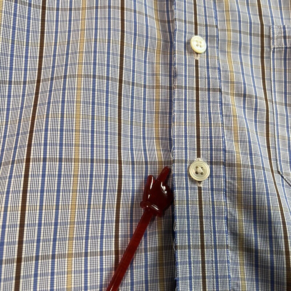 Turnbull & Asser‎ Bespoke Mens Dress Shirt XL?*READ Blue Plaid Button Down - Picture 7 of 16